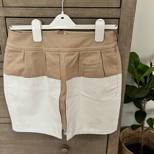 Leifsdottir/Anthropologie leather + khaki mini skirt. - size 4